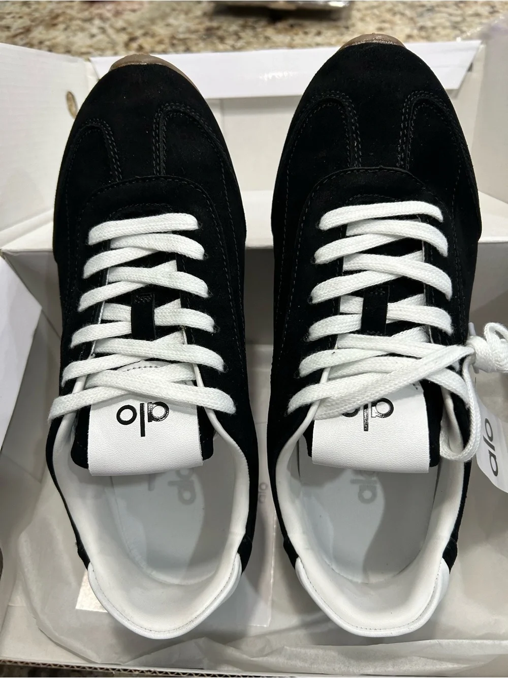 Classic Woman Black Suede Lace-Up Sneakers